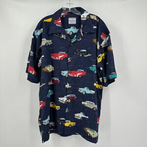 David‎ Carey Men Shirt XL Classic Cars Rockabilly Retro Americana Novelty Blue